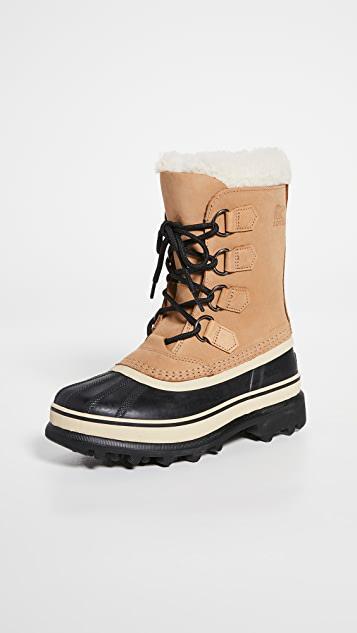 SOREL Caribou Fleece-trimmed Nubuck And Rubber Snow Boots In Buff
