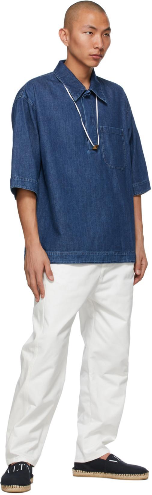 VALENTINO Baggy Fit Tapered Trousers In White