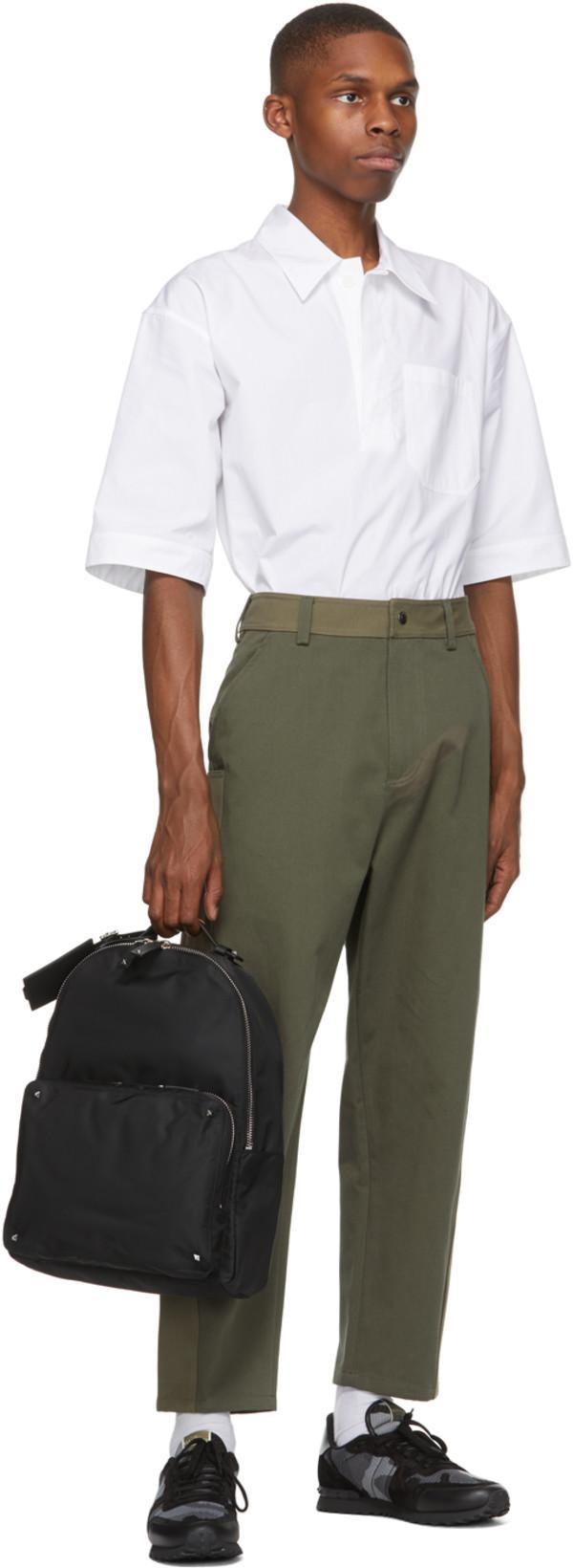 VALENTINO GARAVANI Mans Rockrunner Camouflage Noir Leather And Fabric Sneakers In Black