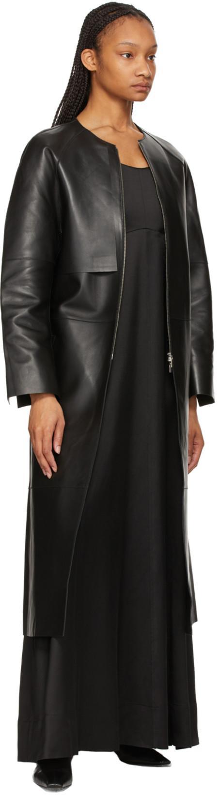 KHAITE Davis Slouchy Leather Knee Boots In Black