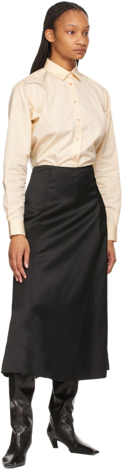 KHAITE Davis Slouchy Leather Knee Boots In Black