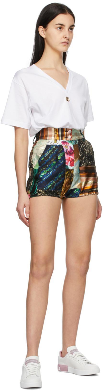 DOLCE & GABBANA Portofino Leather Sneakers In White And Pink In Multi