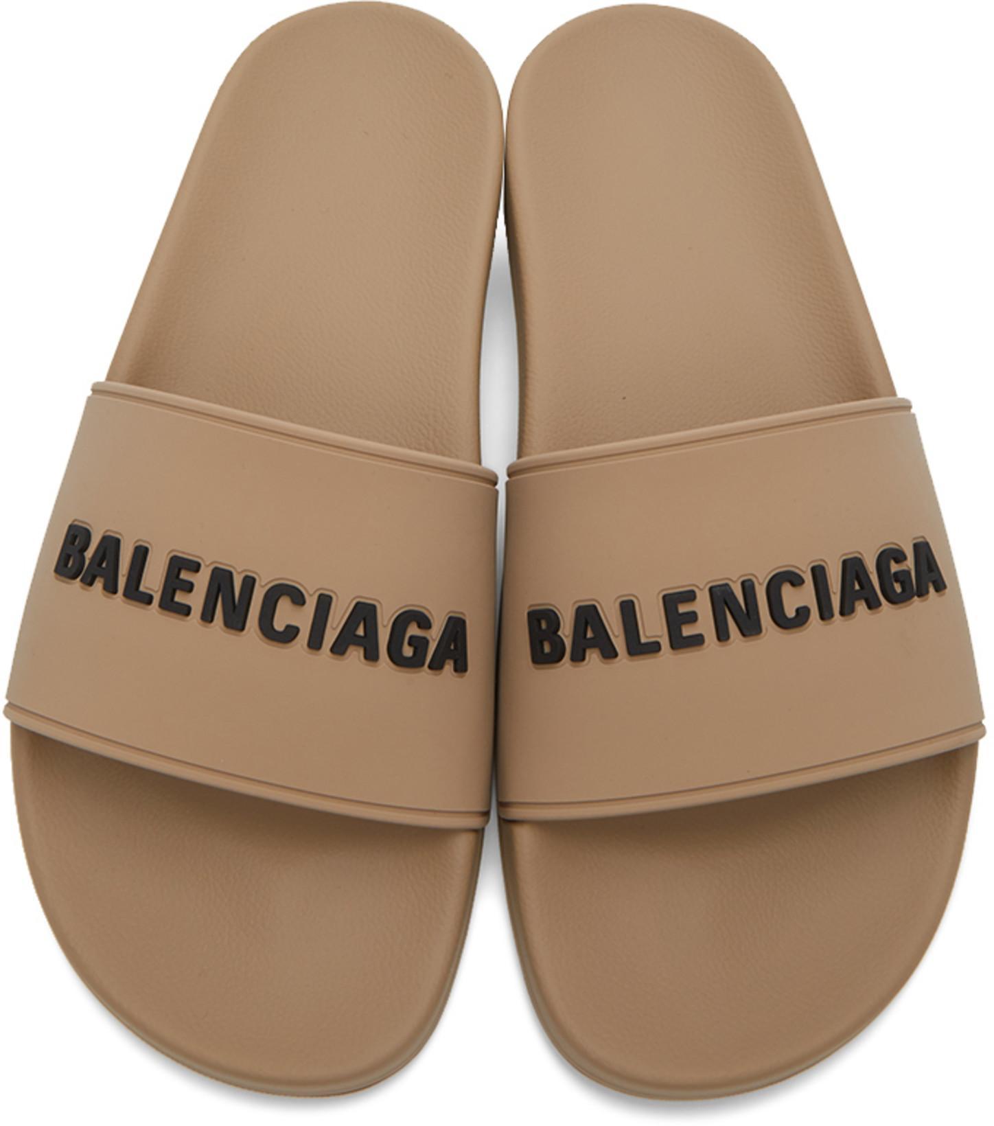 BALENCIAGA Pool Slide Bal Logo In Neutral