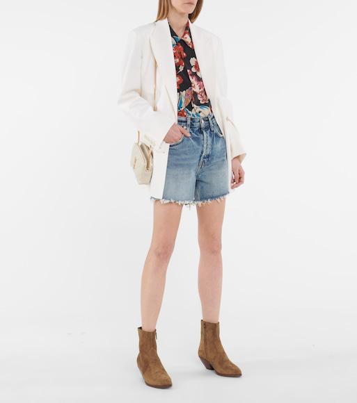 AGOLDE Parker High-rise Fray Hem Denim Shorts In Swapmeet