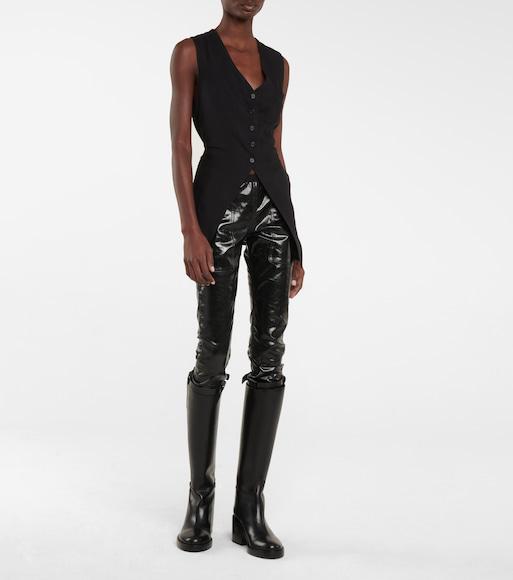 RICK OWENS Wax-coated Straight-leg Trousers In Black