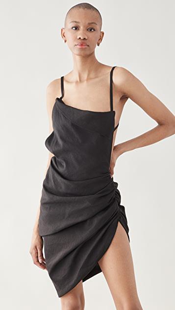 JACQUEMUS La Robe Saudade Draped Dress In Blue