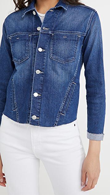 L'AGENCE Janelle Slim-fit Distressed Denim Jacket In Hawthorne