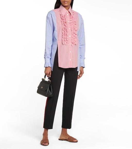 DOLCE & GABBANA Slide Sandals With Cut Out Logo In Leather Woman In Brown