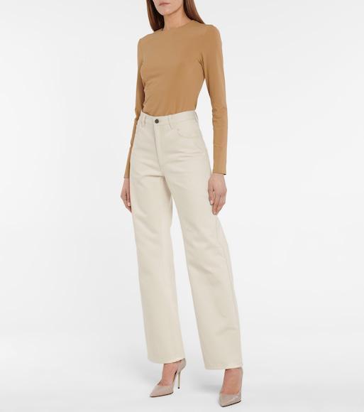 THE ROW Iverness Jersey Crewneck Knit Top In Tan