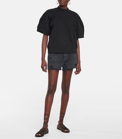 AGOLDE Parker Distressed High Waist Cutoff Denim Shorts In Vortex