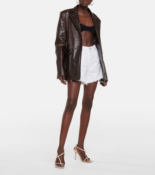 AGOLDE Parker Long Denim Short In Panna Cotta In White