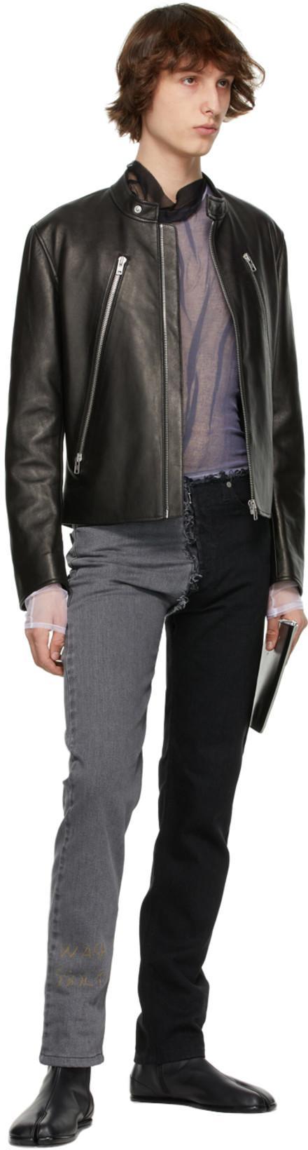 MAISON MARGIELA Black Tabi Leather Ankle Boots In Green