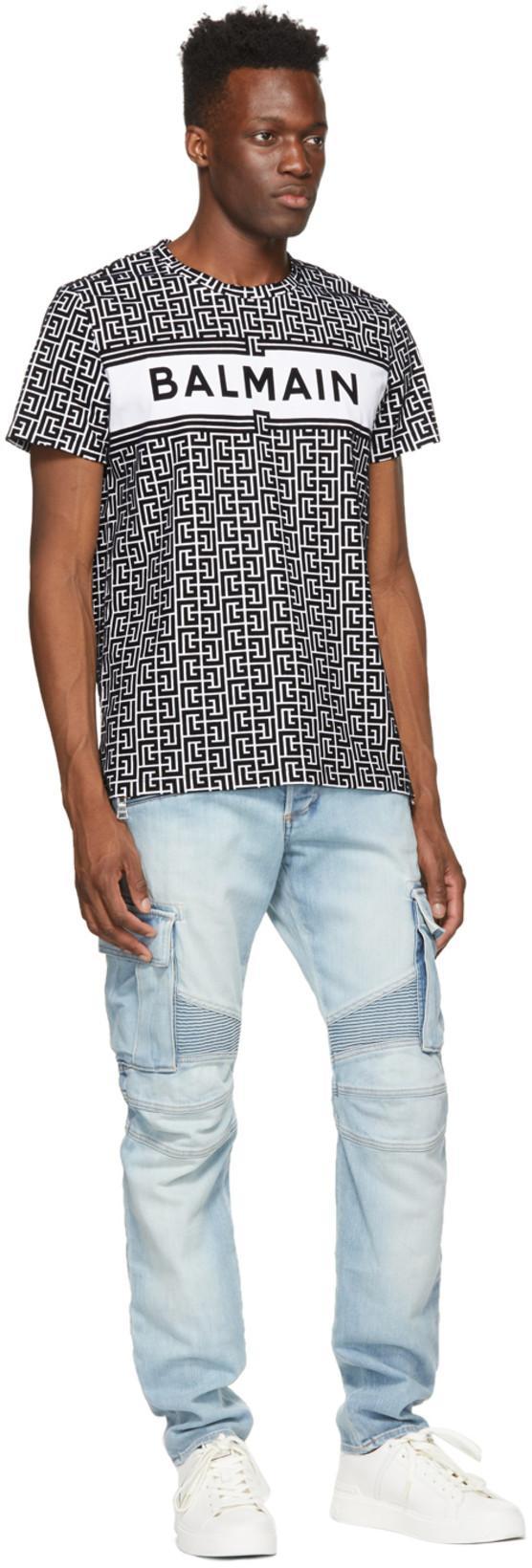 BALMAIN B-court White Low Top Sneakers With Logo Patch On The Tongue In Leather Man In Multi