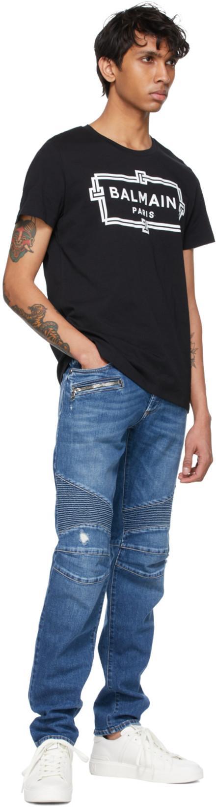 BALMAIN B-court White Low Top Sneakers With Logo Patch On The Tongue In Leather Man In Multi