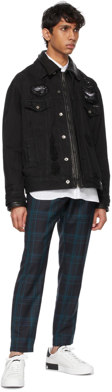 DOLCE & GABBANA Portofino White And Black Low Top Sneakers With Logo Detail In Leather Man