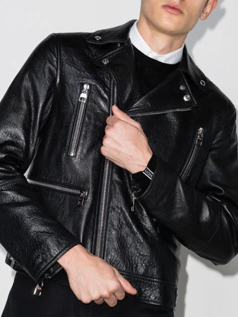 ALEXANDER MCQUEEN Mcqueen Textured Leather Jacket With Zip Closure In Black