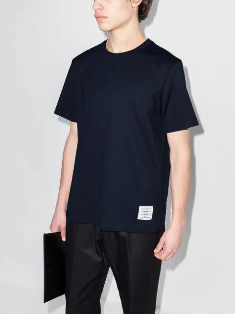 THOM BROWNE Navy Blue Medium Weight Cotton Jersey T-shirt In Multi