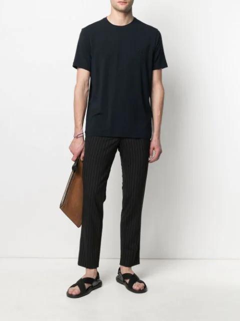 GIORGIO ARMANI Official Store Stretch Viscose Bamboo Jersey T-shirt With Ga Embroidery In Black