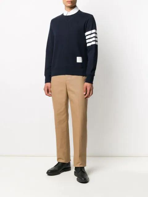 THOM BROWNE Classic Crewneck In Blue