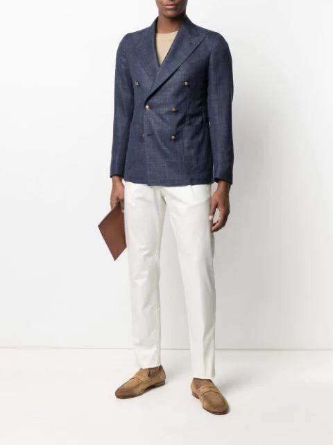 FERRAGAMO Gancini-print Fringe Scarf In Blue