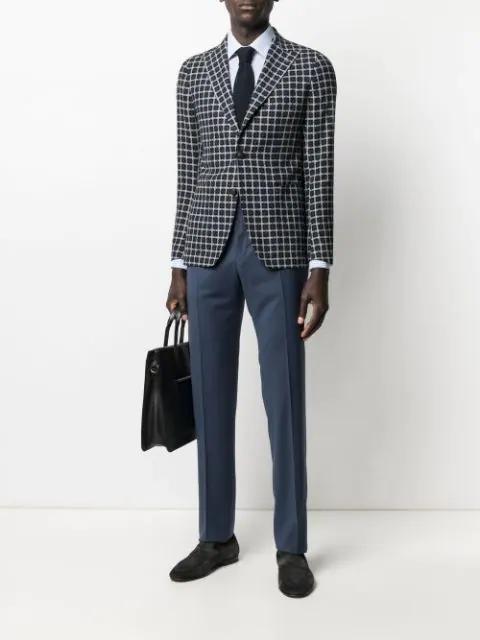 FERRAGAMO Gancini-print Fringe Scarf In Blue