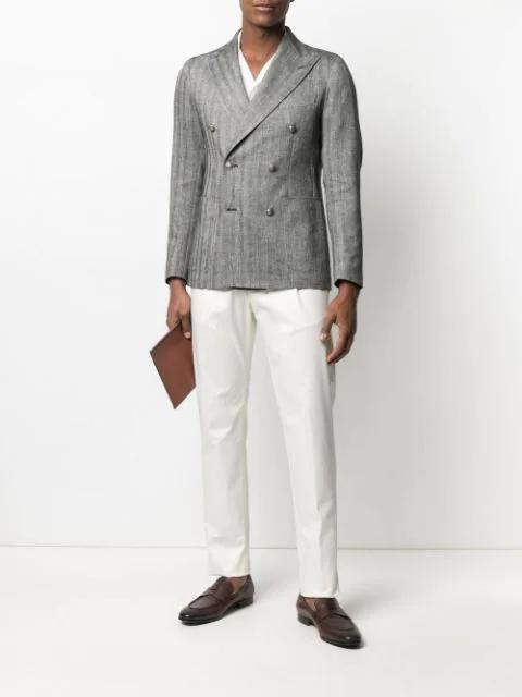 FERRAGAMO Gancini-print Fringe Scarf In Blue