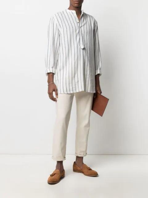 FERRAGAMO Gancini-print Fringe Scarf In Blue