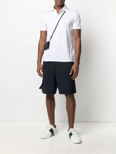 MALO Short-sleeved Knit Polo Shirt In Black