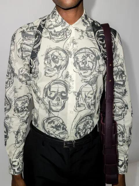 SAINT LAURENT Grained Leather Cassandre Thin Belt With Square Buckle Accessories In Black