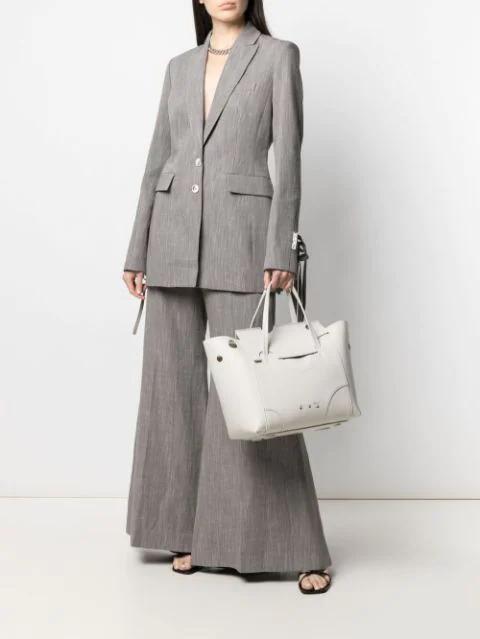 OFF-WHITE Tie-detail Draped Wide-leg Trousers In Grey