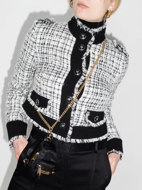 DOLCE & GABBANA Cropped Tweed Jacket In White