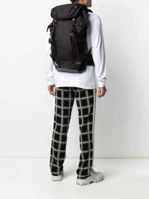 PORTER-YOSHIDA & CO Logo Patch Buckled Backpack In Black