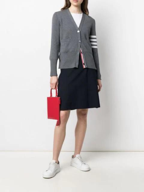 THOM BROWNE 4-bar Wool Melange Cardigan In Grey
