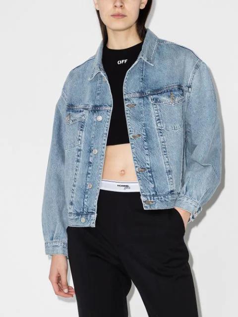 OFF-WHITE Off White Cropped T Shirt With Off Embroidery In Black