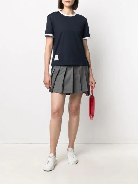 THOM BROWNE Cotton T-shirt With Logo Patch In Black