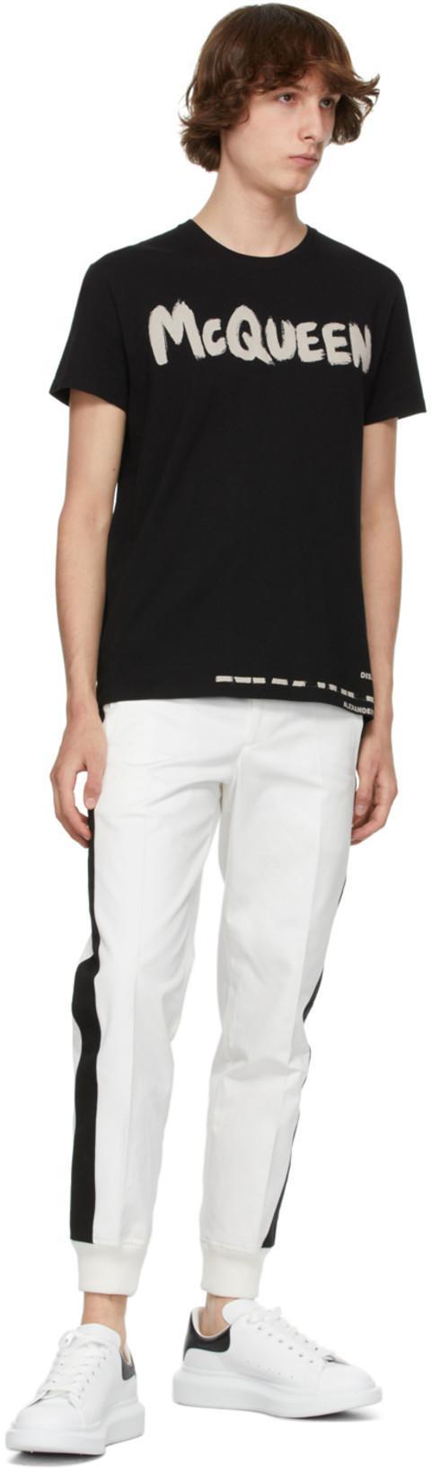 ALEXANDER MCQUEEN Black Cotton Logo Print T-shirt