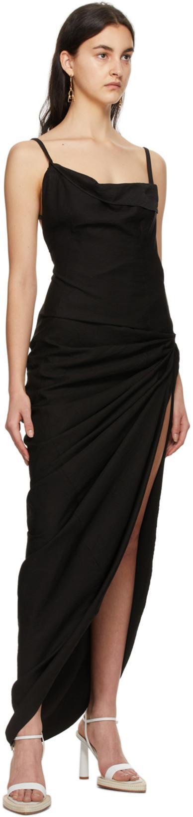 JACQUEMUS La Robe Saudade Long Viscose Blend Dress In Black