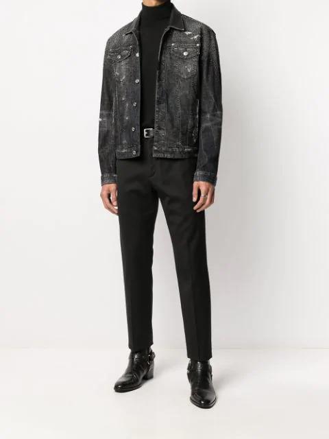 SAINT LAURENT Wyatt Harness Calf Leather Ankle Boots In Black