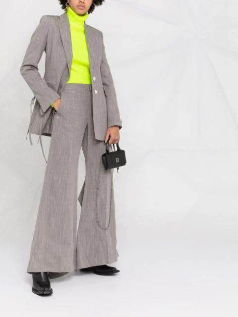 OFF-WHITE Tie-detail Draped Wide-leg Trousers In Grey