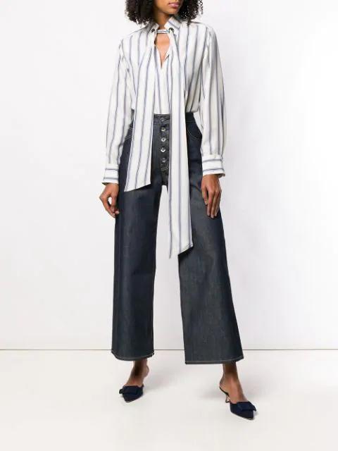 MANOLO BLAHNIK Kitten Heel Mules In Navy Blue Suede