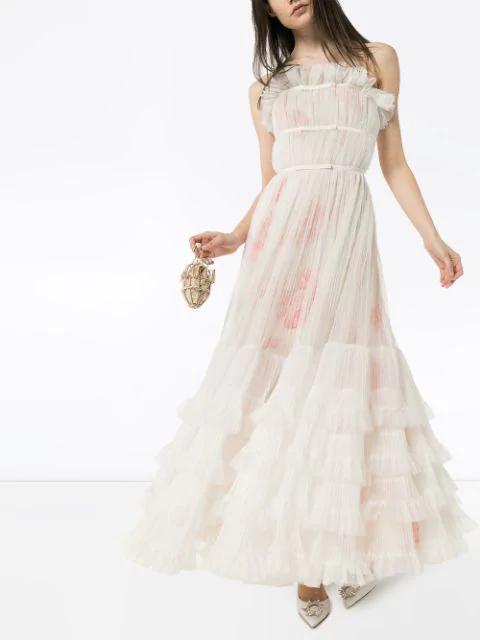 AMINA MUADDI Begum Sling 70 Crystal Embellished White Leather Pumps