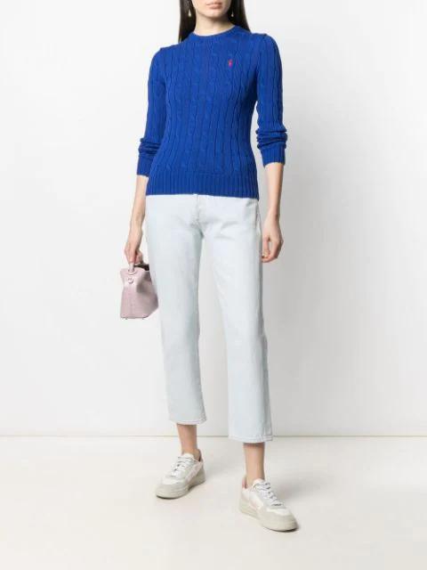 POLO RALPH LAUREN Cable-knit Wool-cashmere Jumper In Royal