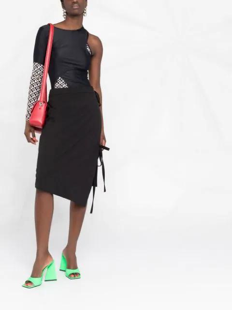 OFF-WHITE Black Formal Strings Midi Skirt