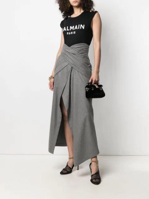 BALMAIN Black Logo Print Sleeveless