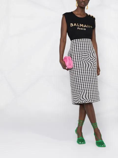 BALMAIN Logo-print Sleeveless T-shirt In Schwarz
