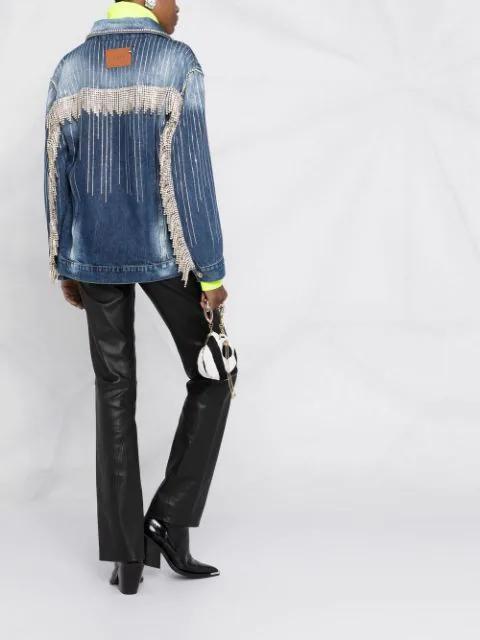 PHILIPP PLEIN Crystal-embellished Denim Jacket In Blue