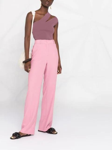 HEBE STUDIO High Waist Tailored Trousers In Pink