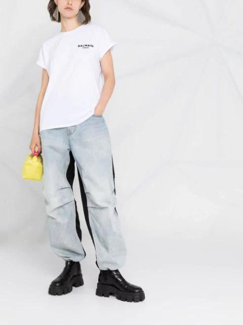 BALMAIN Flocked Logo T-shirt In White