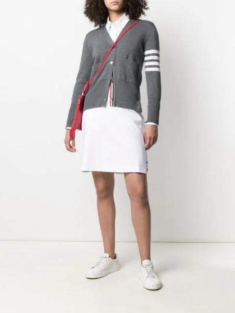 THOM BROWNE 4-bar Wool Melange Cardigan In Grey