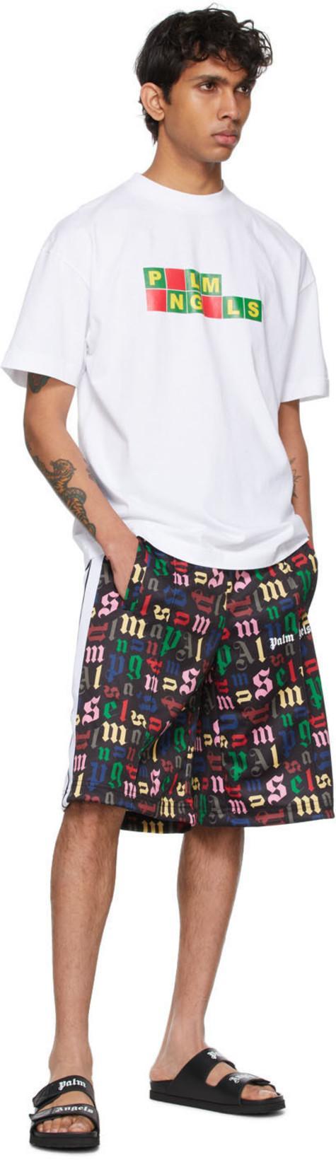 PALM ANGELS Leather Slides With Logo In Black